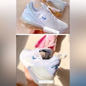 Women’s Custom Swarovski Crystal Nike Casual White and Blue Sneakers